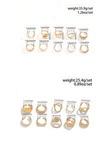 10 件/套女士复古金属几何多层戒指套装，朋克嘻哈金金属指节戒指，时尚珠宝礼物