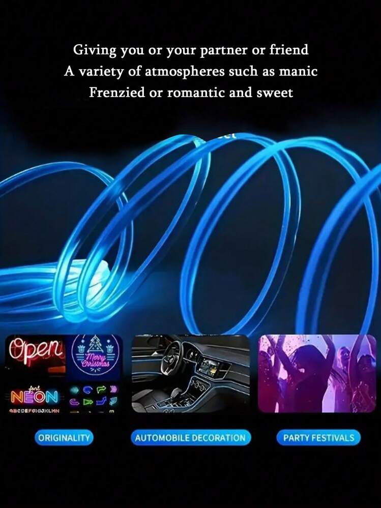 5m USBパワー車用LEDストリップライト、インテリアデコレーションアトモスフェアランプ、10色、プラグアンドプレイ、車用アクセサリー - マルチカラー - 見る 5