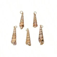 5入組自然金箔邊鮑魚貝殼螺形螺殼海洋風格彩色貝殼吊墜項鍊，時尚DIY珠寶風鈴項鍊和手鍊，男女均可 - 5pc吊墜 - 查看 15