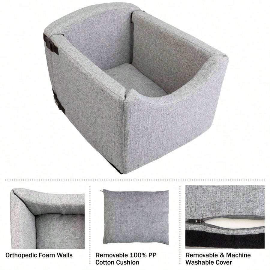 Petmaker Dog Car Seat For Small Pets Gray Washable Booster Seat With