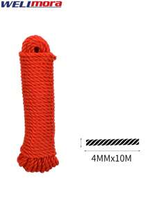 Cuerda De Nylon Trenzada Multiusos (4mm x 10M) Soga Industrial De Alta Resistencia Para Proyectos De Construcción, Transporte, Camping, Bricolaje Y Más - Herramientas Profesionales Tooltrex - Rojo - Ver 1