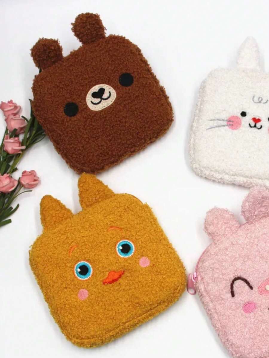 Women's Mini Multi-Functional Menstrual Sanitary Bag Cartoon Plush - 黃色 - 查看 1