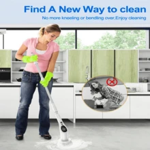 Electric Spin Scrubber With 3 Speeds & LED Display, Shower Scrubber For Cleaning, Cordless Cleaning Brush With Adjustable & Detachable, 9 Replaceable Brush Heads For Tile Tub Bathroom TD-8136 - 白色 - 查看 5