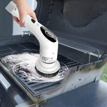 Electric Spin Scrubber With 3 Speeds & LED Display, Shower Scrubber For Cleaning, Cordless Cleaning Brush With Adjustable & Detachable, 9 Replaceable Brush Heads For Tile Tub Bathroom TD-8136 - 白色 - 查看 9