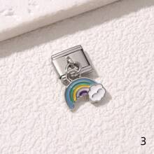 1/5/10 piezas Surtido de dijes encantadores en forma de mariquita, donut, cisne, tacón alto, estrella y helado, serie de dijes modulares italianos para brazalete, accesorios de joyería - Manualidades de joyería DIY