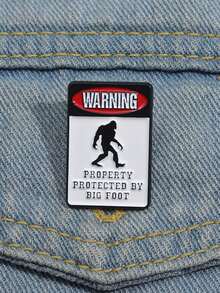 QIHOO 1PC Ape Man Warning Sign Chest Needle Bag Flip Collar Emblem Jewelry Accessories Gift For Friends - Multicolor - View 1