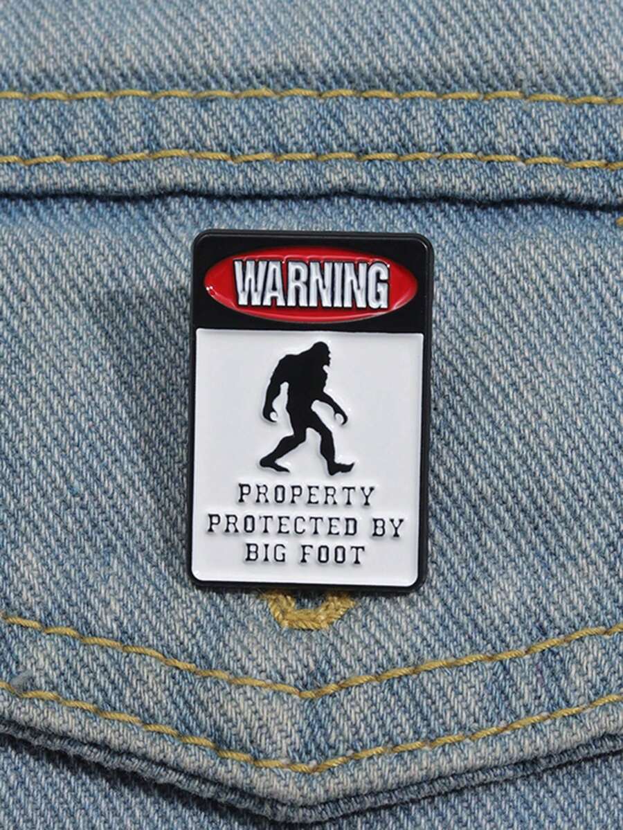 QIHOO 1PC Ape Man Warning Sign Chest Needle Bag Flip Collar Emblem Jewelry Accessories Gift For Friends - Multicolor - View 1