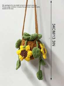 1 件家居装饰布艺吊篮草莓和向日葵植物吊篮编织成品汽车植物吊坠汽车后视镜装饰、家居装饰、房间装饰、墙面装饰 - 綠色 - 查看 6