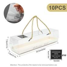 1 Set Of 10 Transparent Rectangle Cake Boxes: Includes Small Macaron Packaging Boxes And 10 Cake Box Stickers, Perfect For Bakery, Party Treats, And Cupcake Packaging - White - View 2
