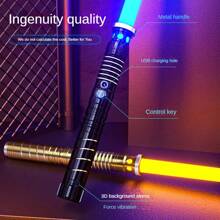 Light Up Saber 15 Colors Change 2 In 1 Metal Light Sword RGB Light Sword Toy - Vibration, Hitting Sound, Breathing Light Effects - Perfect Gift For Boys With Durable Metal Construction Lightsabers - 2件黑色 - 查看 3