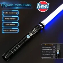 Light Up Saber 15 Colors Change 2 In 1 Metal Light Sword RGB Light Sword Toy - Vibration, Hitting Sound, Breathing Light Effects - Perfect Gift For Boys With Durable Metal Construction Lightsabers - 2件黑色 - 查看 2