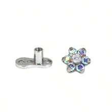 1pc 14G Flower Stud Collarbone Piercing, Fresh And Punk Body Jewelry Ins Style - Multicolor - View 4