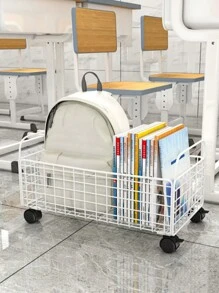 Backpack Storage Rack, Snack And Item Organizer, Wheeled Basket With Iron Construction For Books, Small Table Cart, And Under Desk Book Box - Multicolor - View 5