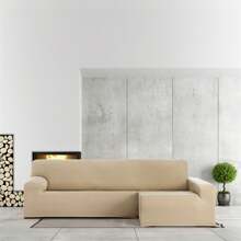 Eysa | Housse de Canapé Méridienne Bras Long Droit avec Tissu Biélastique Extra Doux au Toucher - Housse de Fauteuil en Tissu pour un Ajustement Parfait Ne Glisse Pas - Housse de Fauteuil 100% Fabriquée en Espagne - Beige - Voir 3