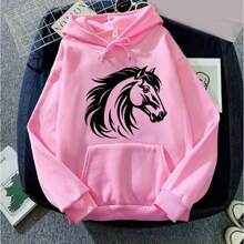Unisex Sweatshirt Horses Casual Winter - Màu Hồng baby - Xem 1