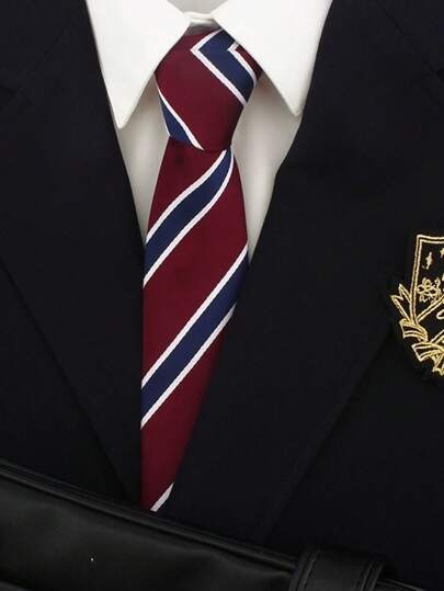 1 Stück handgemachte rot-blaue gestreifte Krawatte, geeignet für den täglichen Gebrauch mit Hemden für Herren