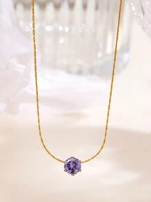 1 Peça Colar Pingente De Diamante De 6 Presilhas Em Aço Inoxidável Com Design Único No Estilo Europeu E Americano Banhado A Ouro, Adequado Para Uso Diário E Festa De Namoro