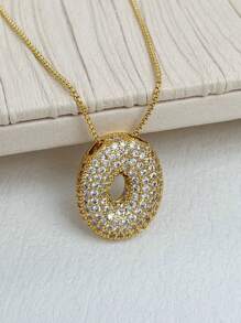 1 Peça Novo Colar de pingente de letra A-Z 26 CZ Exagerado Grande Estilo Hip-Hop de Luxo, Colar de corrente em aço inoxidável com banho de ouro 18K para homens e mulheres com nome ou inicial.