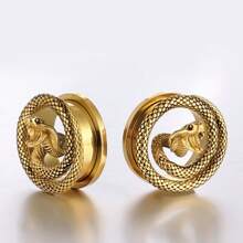 2PCS Hot Coiled Cobra Saddle Hangers Ear Gauges Plugs For Stretched Lobe Ear Tunnels Gauges Piercing Women Body Jewelry