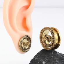 2PCS Hot Coiled Cobra Saddle Hangers Ear Gauges Plugs For Stretched Lobe Ear Tunnels Gauges Piercing Women Body Jewelry