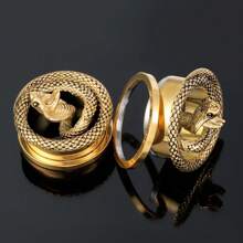 2PCS Hot Coiled Cobra Saddle Hangers Ear Gauges Plugs For Stretched Lobe Ear Tunnels Gauges Piercing Women Body Jewelry