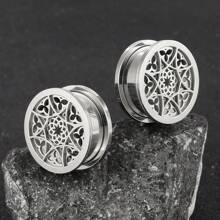 2PCS Flower 316 Stainless Steel Ear Gauges Stretcher Ear Plugs Tunnels Piercing Women Body Jewelry Earrings Valentines,Mom,Mother,Mother's Day,Gift