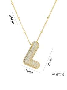 1 Peça de Novo Colar de Pingente de Letra A-Z com Micro Pavé de CZ de Luxo, Colar de  de Letra de Nome Inicial masculino e feminino, eletroplatedo com ouro de 18k.