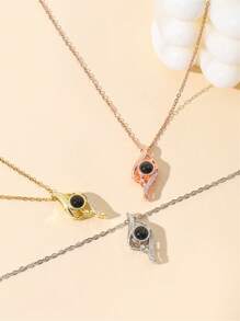 1pc Customized Devil's Eye Projection Photo Pendant Necklace, Personalized Eye Projection Necklace, Elegant Crystal Necklace Gift For Her, Christmas Gift, Birthday Gift, Friend Gift