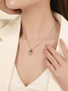 1pc Customized Devil's Eye Projection Photo Pendant Necklace, Personalized Eye Projection Necklace, Elegant Crystal Necklace Gift For Her, Christmas Gift, Birthday Gift, Friend Gift