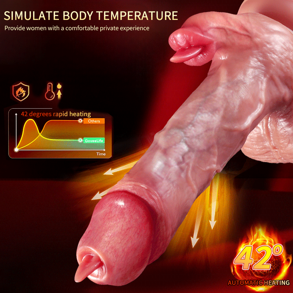 Weiblicher Masturbator - Realistischer Einführdildo-Leckvibrator - 8,7 Zoll vibrierender Dildo mit 9 Vibrationen, 3 Einführ- und beheizten Leckmodi