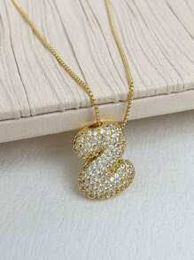 1 Peça Novo Colar de pingente de letra A-Z 26 CZ Exagerado Grande Estilo Hip-Hop de Luxo, Colar de corrente em aço inoxidável com banho de ouro 18K para homens e mulheres com nome ou inicial.