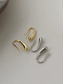 1pair Simple & Compact Earrings, High-Quality Gold-Plated Copper Ear Hooks, Suitable For Women's Daily Casual Wear