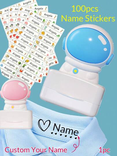 1 ชิ้นแสตมป์ + 100 ชิ้นสติกเกอร์ชื่อ, แสตมป์ลายเซ็นนักบินอวกาศแบบกำหนดเอง, อุปกรณ์ Back To School, แสตมป์ชื่อส่วนตัวลายการ์ตูน, แสตมป์ชื่อหมึกการ์ตูนแบบกำหนดเอง DIY, แสตมป์ลายเซ็น, มัลติฟังก์ชั่น, ตกแต่ง, ใช้ซ้ำได้, ทันสมัย, มีสีสัน, น่ารัก, ย้อนยุค, การ์ตูน, คาวาอิ, กำหนดเอง, ส่วนบุคคล, ไม่ซ้ำใคร, กำหนดเอง, พนักงาน, ลูกค้า, นักเรียน, ธุรกิจ/งาน/สำนักงาน, โรงเรียน, แสตมป์แบบกำหนดเอง, ท้องถิ่น