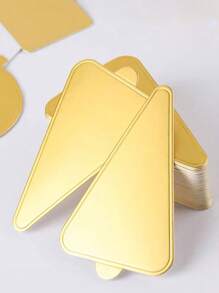 50入方形金色厚慕斯蛋糕紙板套裝，婚禮蛋糕糕點底座，迷你蛋糕板，蛋糕切片底部，慕斯墊，甜點，塑料和紙板三角形和圓形墊子，蛋糕切割托盤