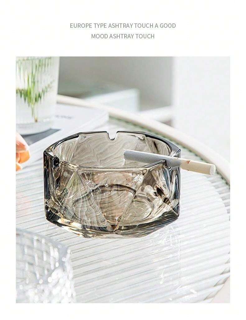 Luxury INS Style Deepened Glass Ashtray, Creative Home Living Room High