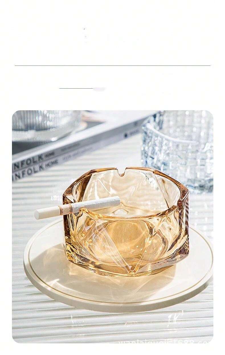 Luxury INS Style Deepened Glass Ashtray, Creative Home Living Room High
