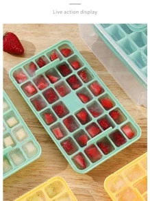Ice Cube Tray With Lid And Bin, 2 Packs For Freezer, 68Pcs Ice Cube Mold-Green - Green - View 1
