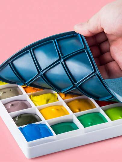 1pc 24 Grid Paint Tray Palettes For Acrylic Paint, Color Palette With Lid, Painting Palette Plastic For Students Artist Drawing White Back To School