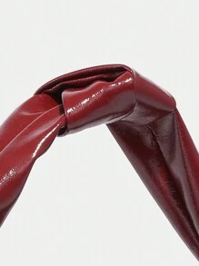 1 Stück Retro weinrote glänzende Lackleder Damen Handtasche mit Armgelenk-Knotenwebdesign und Reißverschluss, geeignet für den Alltag, Arbeit und Reisen, mondförmige Damentasche, modische burgunderrote Tasche, retro inspirierte Tasche für Frauen