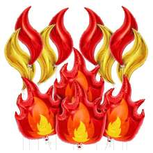全新火焰气球消防车消防员生日主题铝箔气球火焰形生日派对装饰气球 - 彩色 - 查看 8