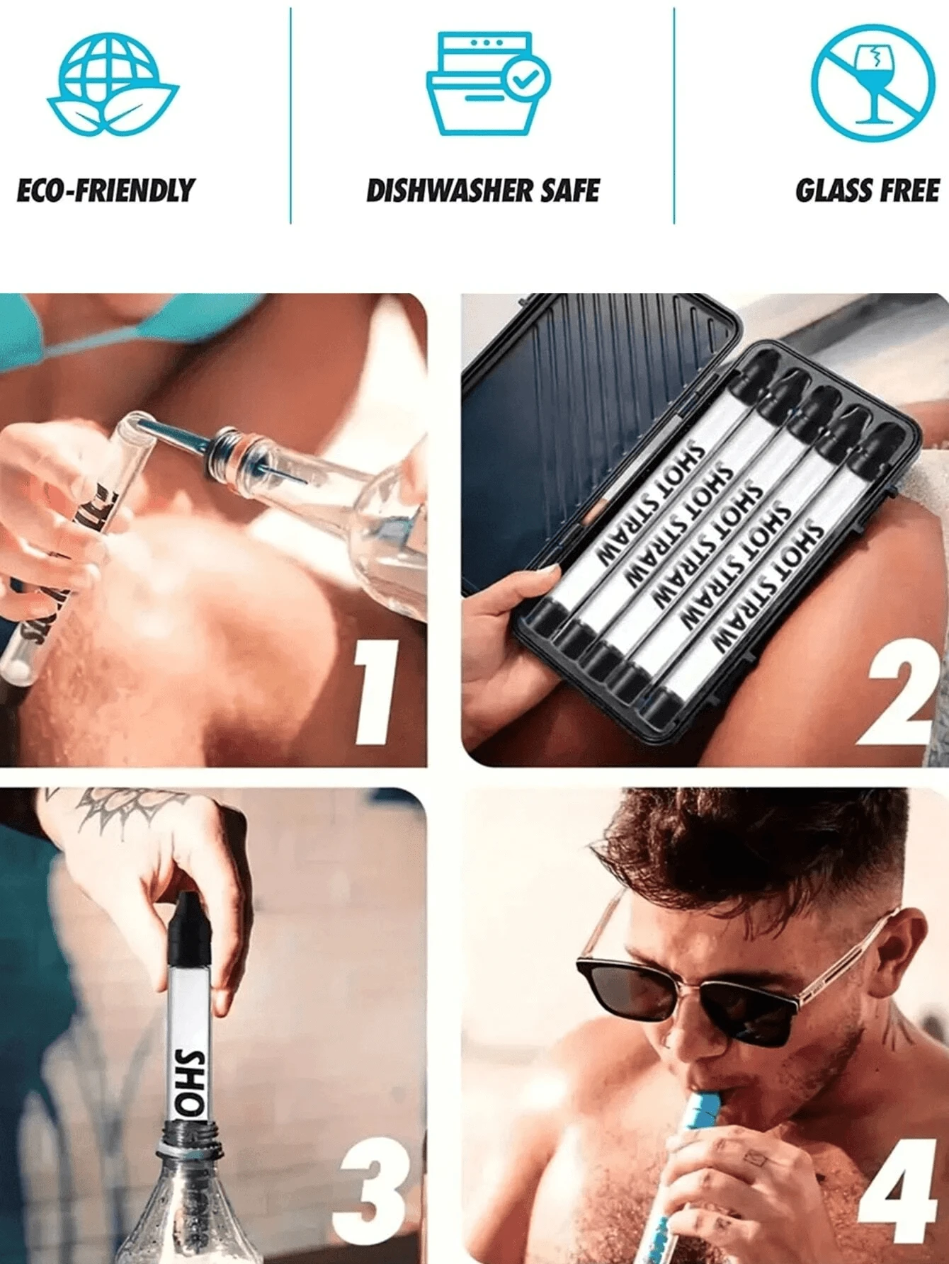 1入組新升級玻璃吸管杯，便攜式酒類分配器，酒精分配器，便攜式飲料吸管分配器，威士忌酒精分配器，適用於所有標準瓶口和玻璃杯托架，海灘、游泳池和派對的葡萄酒配件 - 彩色 - 查看 1