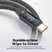 ﻿ Toocki USB A -Type C Cable LED Display ,(1M/2M), 66W (6A) ,For Honor 70 Pro Oneplus Charging Cable