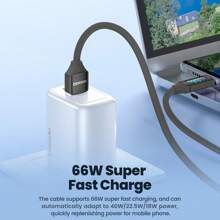 ﻿ Toocki USB A -Type C Cable LED Display ,(1M/2M), 66W (6A) ,For Honor 70 Pro Oneplus Charging Cable