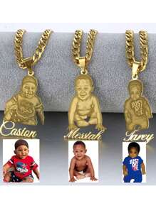 Dây chuyền ảnh khắc theo yêu cầu, mặt dây chuyền bằng thép không gỉ mạ vàng dày 5mm cổ điển, chữ viết tay cá nhân hóa, phù hợp cho cả nam và nữ, dây chuyền kỷ niệm, trang sức cưới, quà tặng độc đáo cho vợ, kỷ niệm ngày cưới, quà Giáng sinh bí mật thú vị, thời trang tối giản vàng, có thể tùy chỉnh, cá nhân hóa, độc đáo, quà tặng lý tưởng cho anh ấy, quà tặng lý tưởng cho cô ấy, kỷ niệm ngày cưới, tựu trường, dịp công sở, thời trang bạc, tình yêu vĩnh cửu - Vàng - Xem 6