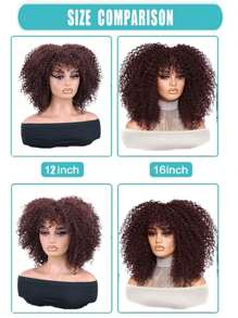 DZfirst Halloween Christmas Brown Wig Synthetic Heat Resistant Wigs Curly Wigs For Black Women Spring Curl Short Wigs With Bangs Brown 16 Inch - 12 Inch Heat Resistant Fiber Bangs Wig For Women Daily Used High Density Stylish Wigs