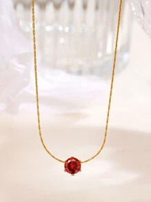 1 Peça Colar Pingente De Diamante De 6 Presilhas Em Aço Inoxidável Com Design Único No Estilo Europeu E Americano Banhado A Ouro, Adequado Para Uso Diário E Festa De Namoro