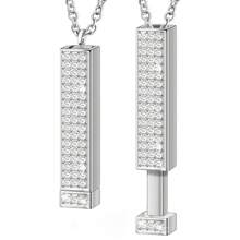 Collar de barra 3D grabado con nombre personalizado de lujo y colgante de cristal para mujer, joyería personalizada