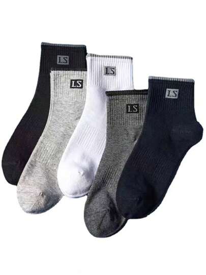 5 pares/paquete Calcetines de media caña para baloncesto para hombres, anti-olor, transpirables y que absorben la humedad, para otoño e invierno