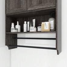 Bathroom Wall Cabinet With Doors,Adjustable Shelf,Towel Bar And Paper Holder, Over The Toilet Storage Cabinet, Medicine Cabinet For Bathroom-Grey - 灰色 - 查看 7