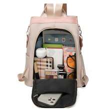 Mochila de Viagem Casual de Tecido Oxford com Bordado Floral e Moda Feminina para Mulheres, Mochila para Estudantes do Ensino Médio/Faculdade com Grande Capacidade